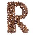 Letter R from coffee alphabet isolated on white Royalty Free Stock Photo