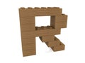 Letter R concept built from toy wood bricks Royalty Free Stock Photo