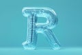 A letter R is displayed in a digital format