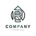 Letter R with Drop Water logo design, water drop and clean environment symbol, logotype element for template Royalty Free Stock Photo