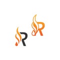Letter R and fire waves, logo icon concept design Royalty Free Stock Photo