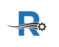 Letter R Gear Cogwheel Logo. Automotive Industrial Icon, Gear Logo, Car Repair Symbol