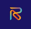 Letter r with glowing multi color logo