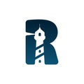 Letter R Lighthouse logo vector image Royalty Free Stock Photo