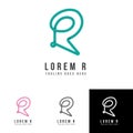 Letter r logo design line art vector fancy colors