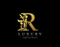 Letter R Luxury Logo Icon, Luxury Gold Flourishes Ornament Monogram Design Vector