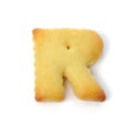 Letter R made of cracker cookie isolated on white background Royalty Free Stock Photo