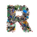 Letter R made of electronic components Royalty Free Stock Photo