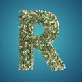 Letter R made from Euro banknotes