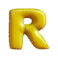 Letter R made of gold balloon. 3d rendering isolated on white background