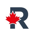 Letter R Maple Leaf Logo Template Symbol of Canada. Minimal Canadian Logo Business and Company Identity