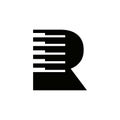 Letter R Musician Symbol, Piano Logo Icon Vector Template On White Background