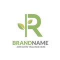 Letter r with natural green leaf logo Royalty Free Stock Photo