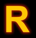 Letter R neon light full isolated on black