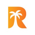 Letter R Palm Tree Logo Design Concept For Travel Beach Landscape Icon Vector Template Royalty Free Stock Photo