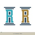 Letter R Pillar Legal, Attorney, Law Office Vector Logo Template Illustration Design. Vector EPS 10 Royalty Free Stock Photo