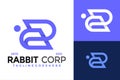 Letter R Rabbit Technology Business Company Logo design vector symbol icon illustration Royalty Free Stock Photo