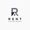 Letter R for rent property logo icon vector template