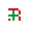 letter r simple geometric line plus medical logo vector