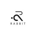 Letter R simple logo creative illustration rabbit vector design template Royalty Free Stock Photo