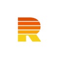 Letter R simple Sunset stripes geometric Gradient logo vector