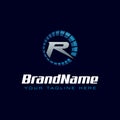 Letter R spedometer logo. Tachometer speed logo Royalty Free Stock Photo