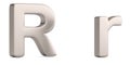 Letter r from steel solid alphabet isolated on white background. 3D illustration Royalty Free Stock Photo