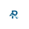Letter R with stingray icon logo template illustration