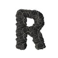 Letter R stylized in the form of a rope pile