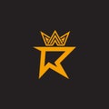 Letter r triangle stripes crown geometric design logo vector