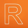 Letter R uppercase written in white color isolated on orange foamy background