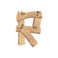 Letter R wood board font. plank and nails alphabet. Lettering of Royalty Free Stock Photo