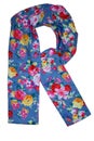 The letter R of the word FLORAL lined with clothing or material with a floral print