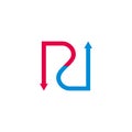 Letter rd colorful opposite arrows logo vector