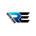 Letter RE simple logo design vector. Royalty Free Stock Photo
