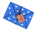 Letter Receive and Send with Blue Envelope with Tag Vector Illustration