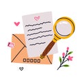 Letter Receive and Send with Envelope and Magnifier Vector Illustration