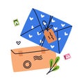 Letter Receive and Send with Envelope and Tag Vector Illustration