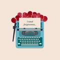 Letter of reconciliation in a typewriter. Vector illustration