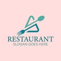 Letter A Restaurant Logo Design with Fork Spoon. Royalty Free Stock Photo