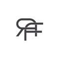 Letter rf linked flat geometric clear line design symbol logo vector