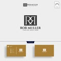 letter RM, R, m gold creative logo template vector illustration