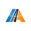 A letter road construction creative symbol layout.
