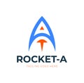 Letter A Rocket Logo Design Element. vector rocket launch with triangle logo, letter A with rocket logo template Royalty Free Stock Photo