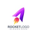 Letter a rocket logo design vector illustration Royalty Free Stock Photo