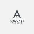 Letter A rocket logo, creative monogram A logo with negative space style Royalty Free Stock Photo