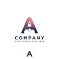 Letter A rocket logo, creative monogram A logo with negative space style