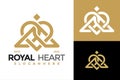 Letter A Royal Heart Logo design vector symbol icon illustration