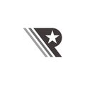 Letter rp star motion stripes geometric symbol logo vector