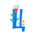 Letter of the Russian alphabet. Vector. Slavic Cyrillic font. Beautiful color letters in plants and flowers. Botany and floristry.